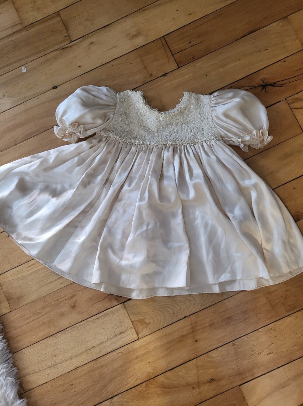 Ivory Satin Lace Baby Dress